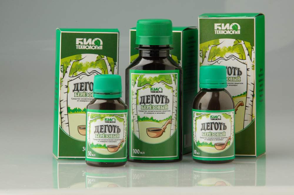 Берёзовый дёготь в упаковках разного объёма