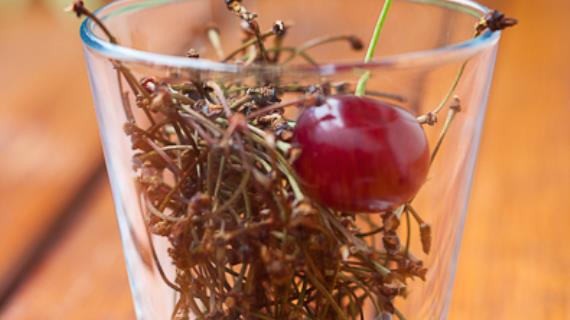 Вишнёвые черешки в стакане