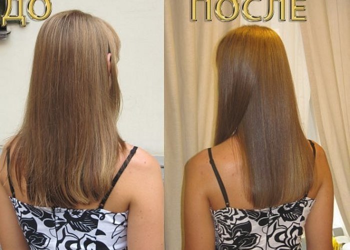 Волосы до и после применения репейного масла