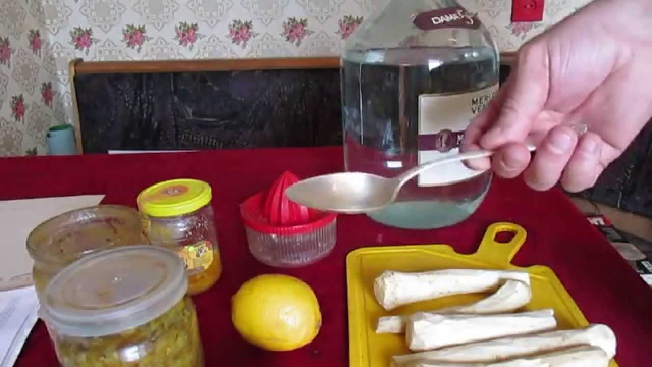 Ингредиенты для настойки из хрена, мёда и лимона