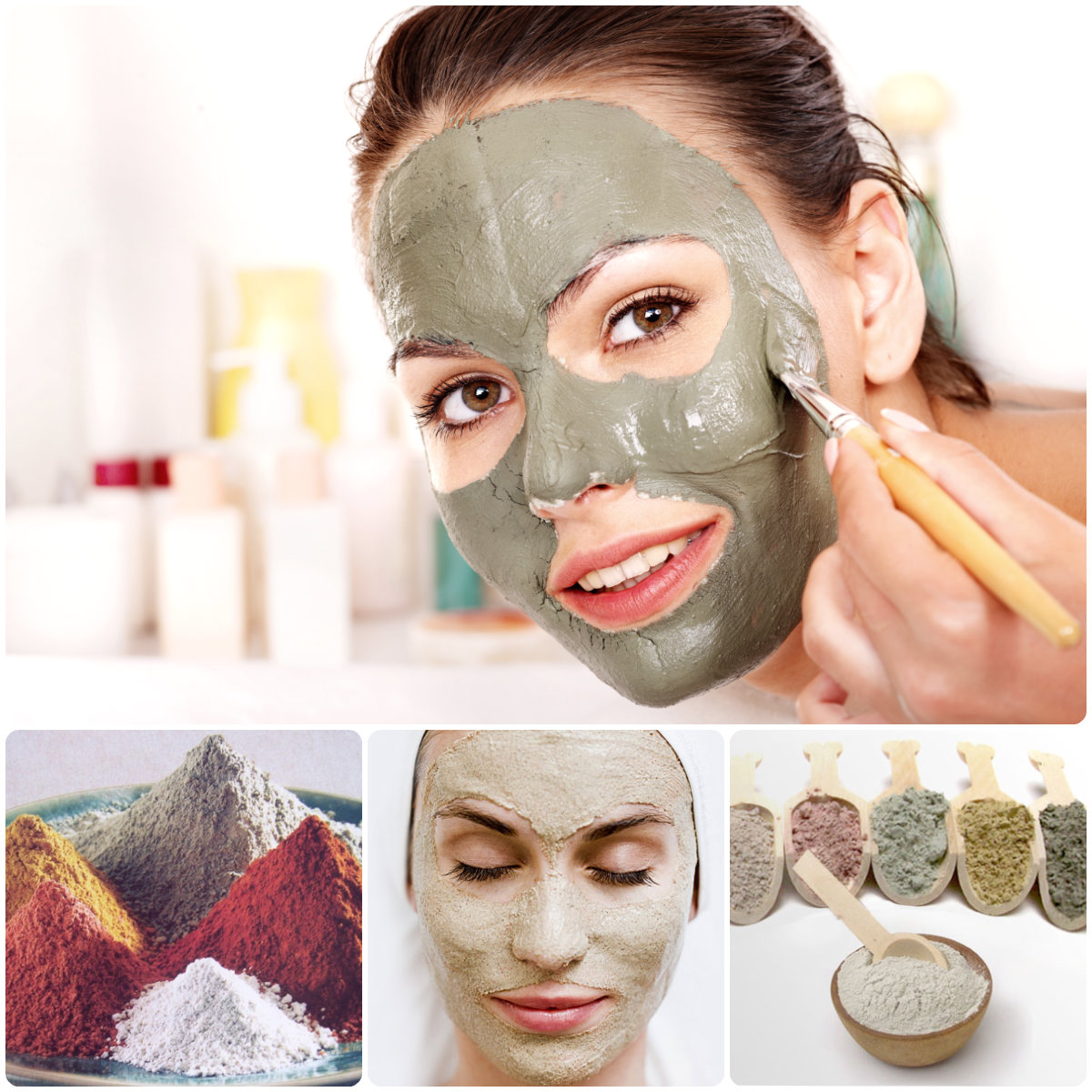 Коллаж из глиняных масок для лица