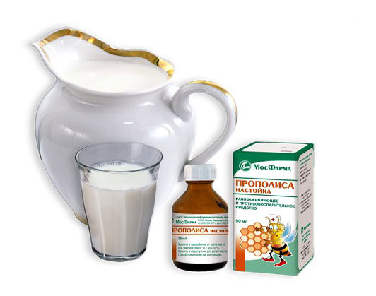 Молоко и настойка прополиса применяются при многих болезнях